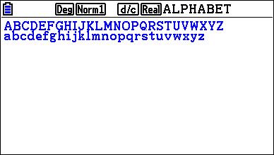 L'alphabet en majuscule et minuscule sur Casio Fx-CG 10/20 (Prizm)