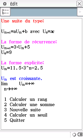 Planète Casio - Cours Casio de maths - Les suites - hashby - Calculatrices
