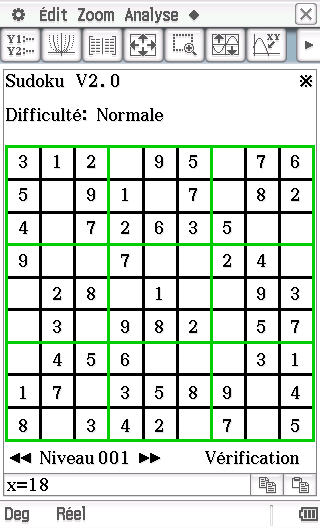 Planète Casio - Jeu Casio de reflexion - Sudoku - wolrix - Calculatrices